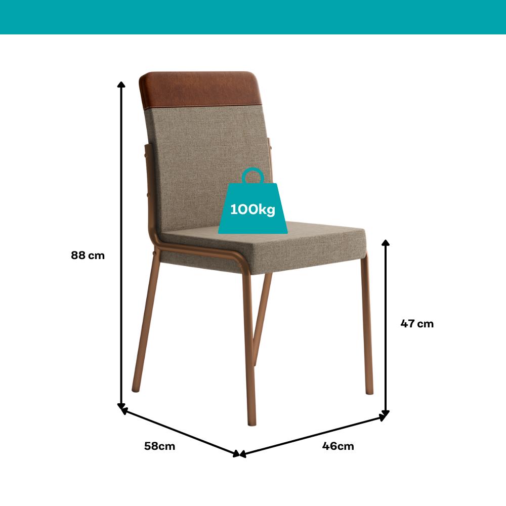 Medidas da cadeira Georgia: 88 x 46 x 58 cm, assento a 47 cm e suporte de até 100 kg