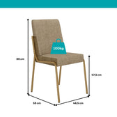 Medidas da cadeira Verona: 88 x 46,5 x 58 cm, assento a 47,5 cm e suporte de até 100 kg
