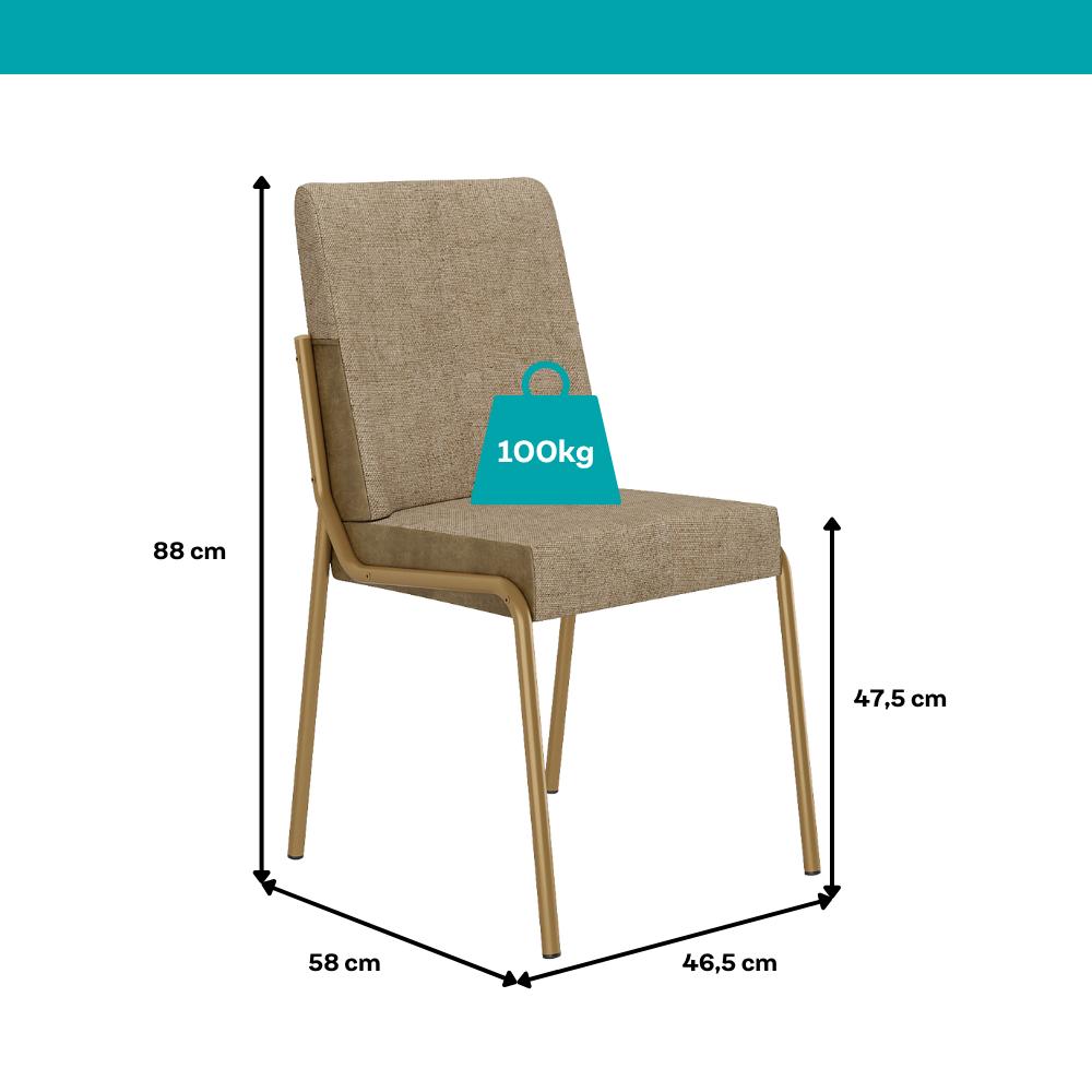 Medidas da cadeira Verona: 88 x 46,5 x 58 cm, assento a 47,5 cm e suporte de até 100 kg