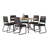 Conjunto de jantar Fenix com mesa retangular off white e 6 cadeiras de estrutura preta, em fundo branco