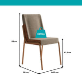 Medidas da cadeira Manila: 88 x 46,5 x 58 cm, assento a 47,5 cm e suporte de até 100 kg