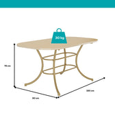 Medidas da mesa 1547: 160 cm de largura, 90 cm de profundidade, 76 cm de altura e suporte de até 30 kg