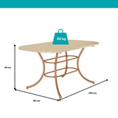 Medidas da mesa 1547: 160 cm de largura, 90 cm de profundidade, 76 cm de altura e suporte de até 30 kg
