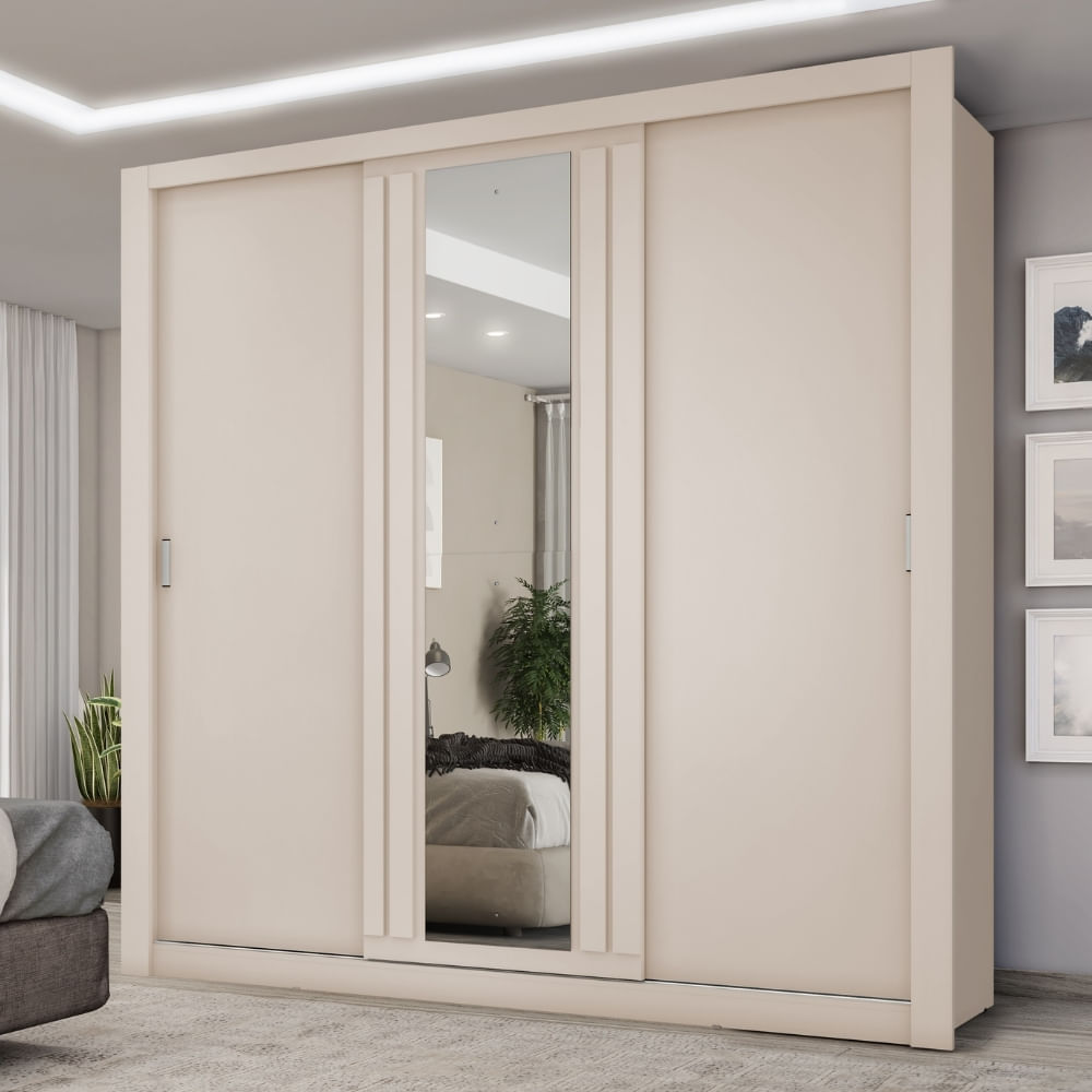 Roupeiro-Doha-3-portas-com-2-gavetas-1-Espelho-Central-Off-White-com-Linho-01