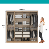 Guarda Roupa Casal com 8 portas e 4 gavetas Austin Carraro Freijó com Off White - imagem 8