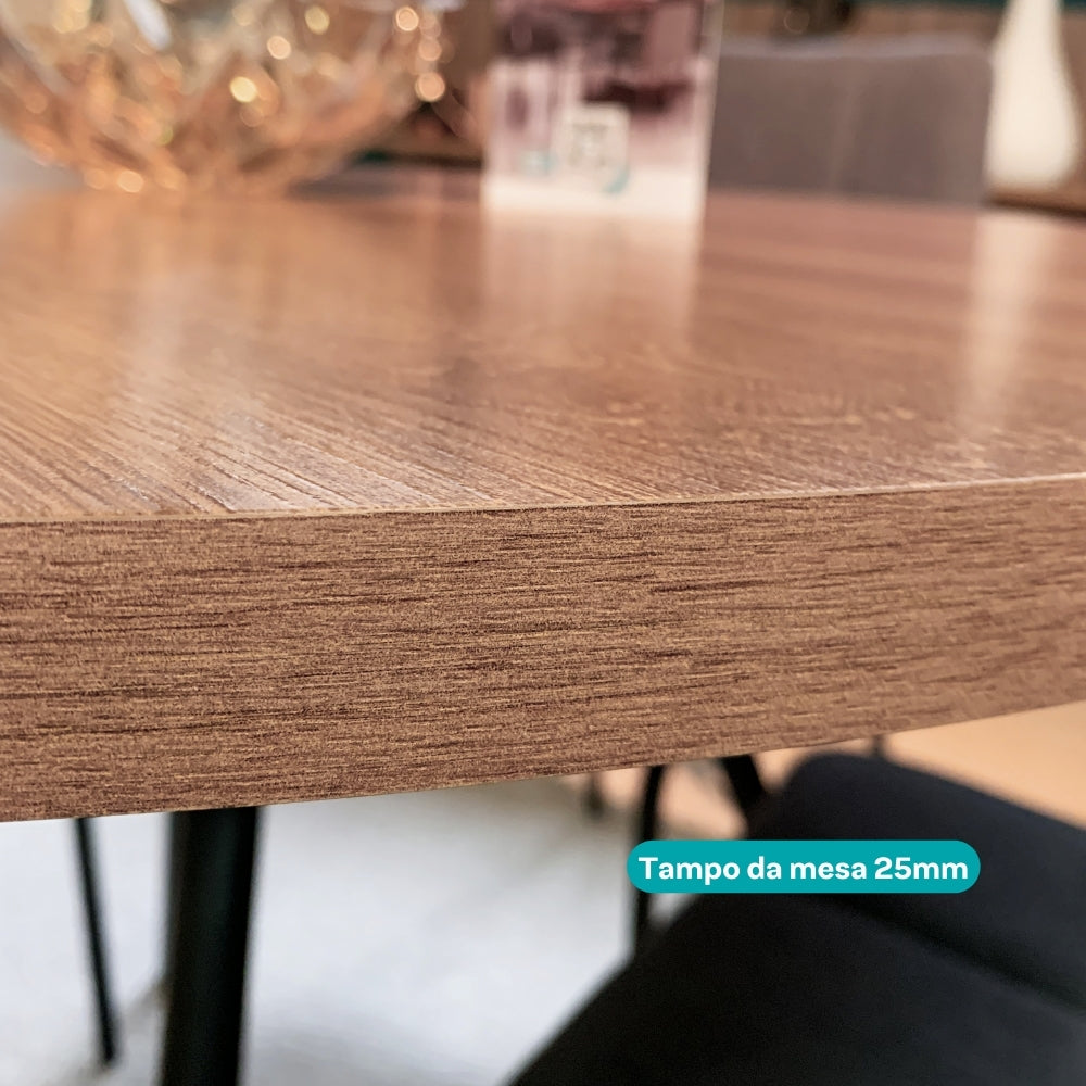 Mesa de Jantar 6 Lugares 1,60m 1547 Carraro Freijó com Preto - imagem 4
