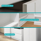 Guarda Roupa Casal 6 Portas 2 Gavetas Porto Branco Carraro - imagem 12