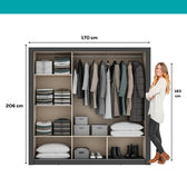 Guarda Roupa Casal 3 Portas Doha Carraro Ripado Preto Touch - imagem 6