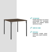 Mesa de Jantar Tampo Madeirado e Tubos Preto Carraro - imagem 3