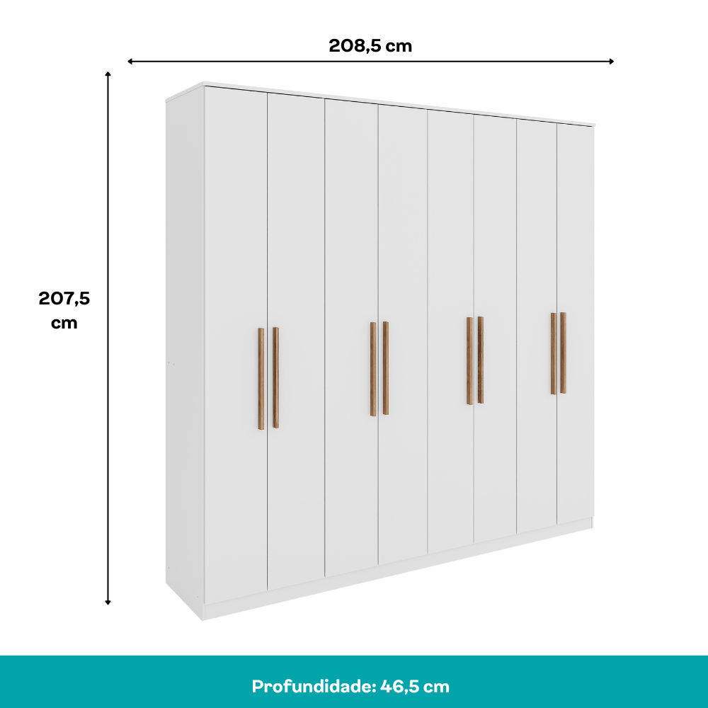 Guarda Roupa Casal com 8 portas e 4 gavetas Austin Carraro Branco - imagem 4