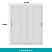 Guarda Roupa Casal 3 Portas Doha Carraro Ripado Branco - imagem 3