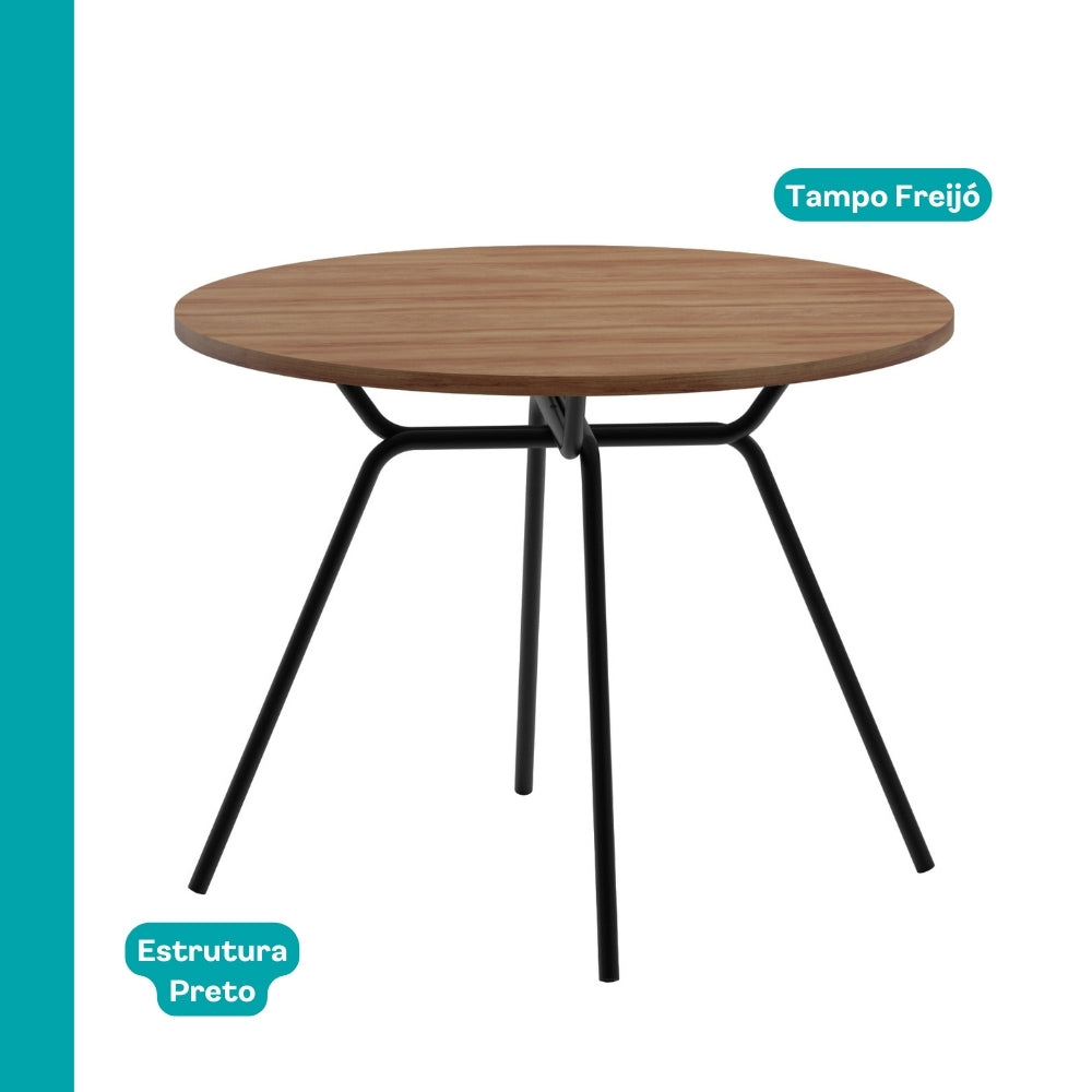 Mesa de Jantar Redonda 1m 1588 Carraro Freijó/Preto - imagem 2