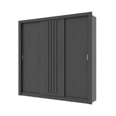 Guarda Roupa Casal 3 Portas Doha Carraro Ripado Preto Touch - imagem 2