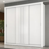 Guarda Roupa Casal 3 Portas Doha Carraro Ripado Branco - imagem 1