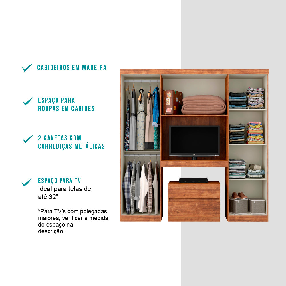 Guarda Roupa Casal 6 Portas 2 Gavetas Porto Native Carraro - imagem 4