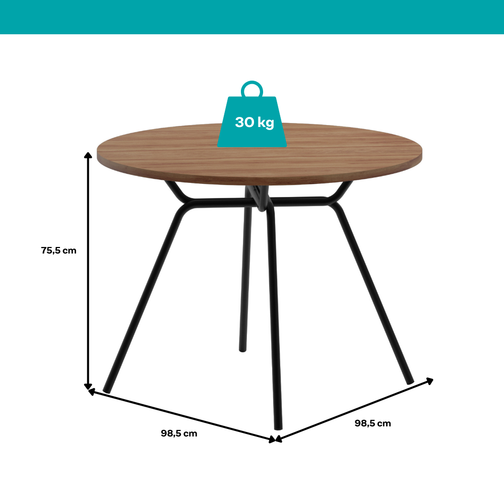 Mesa de Jantar Redonda 1m 1588 Carraro Freijó/Preto - imagem 3