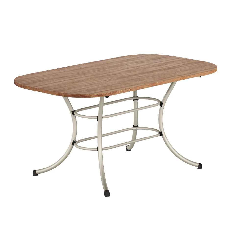 Mesa de Jantar Tampo Freijó e Tubo Prata 1547 Carraro - imagem 1