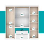 Guarda Roupa Casal 6 Portas 2 Gavetas Porto Branco Carraro - imagem 8