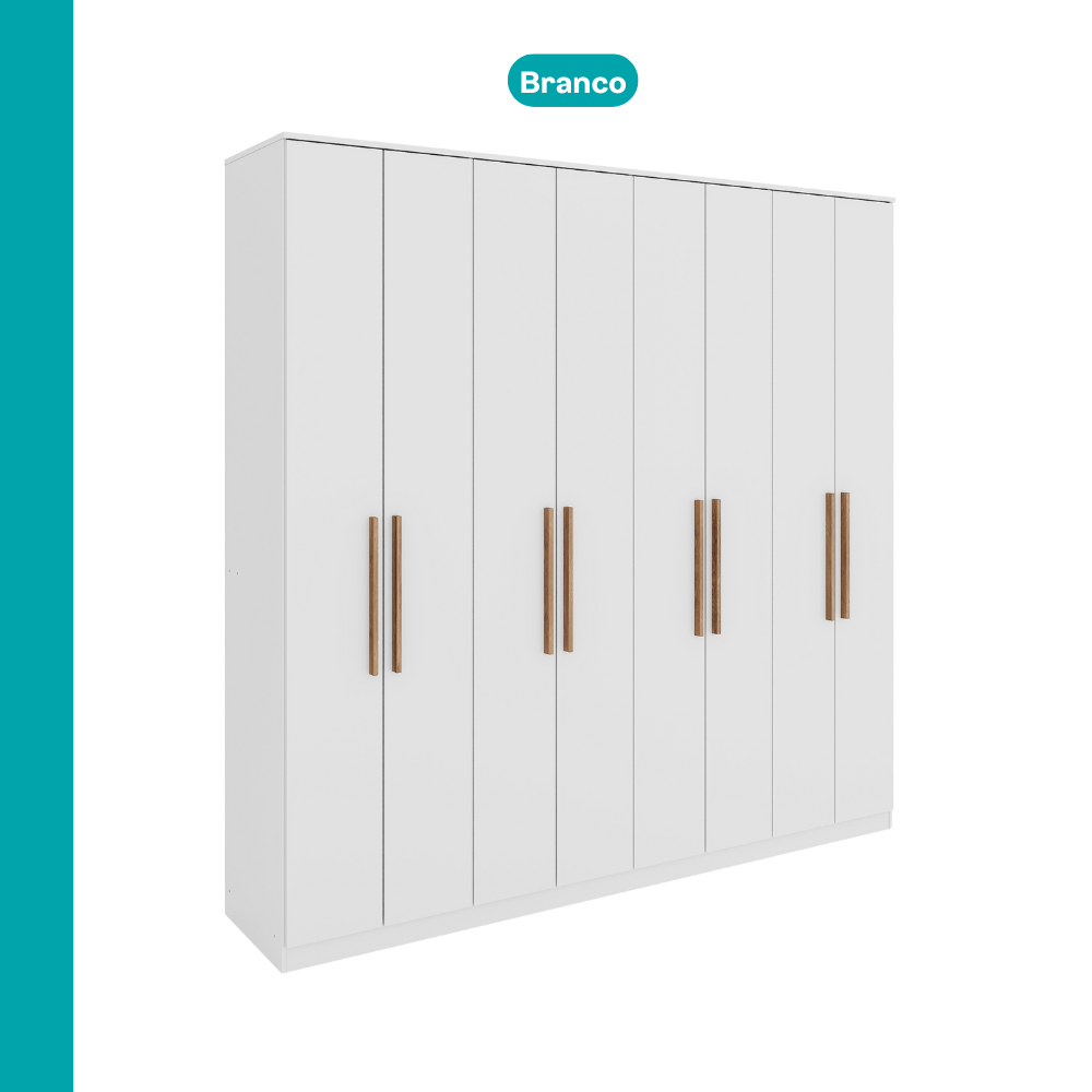 Guarda Roupa Casal com 8 portas e 4 gavetas Austin Carraro Branco - imagem 3