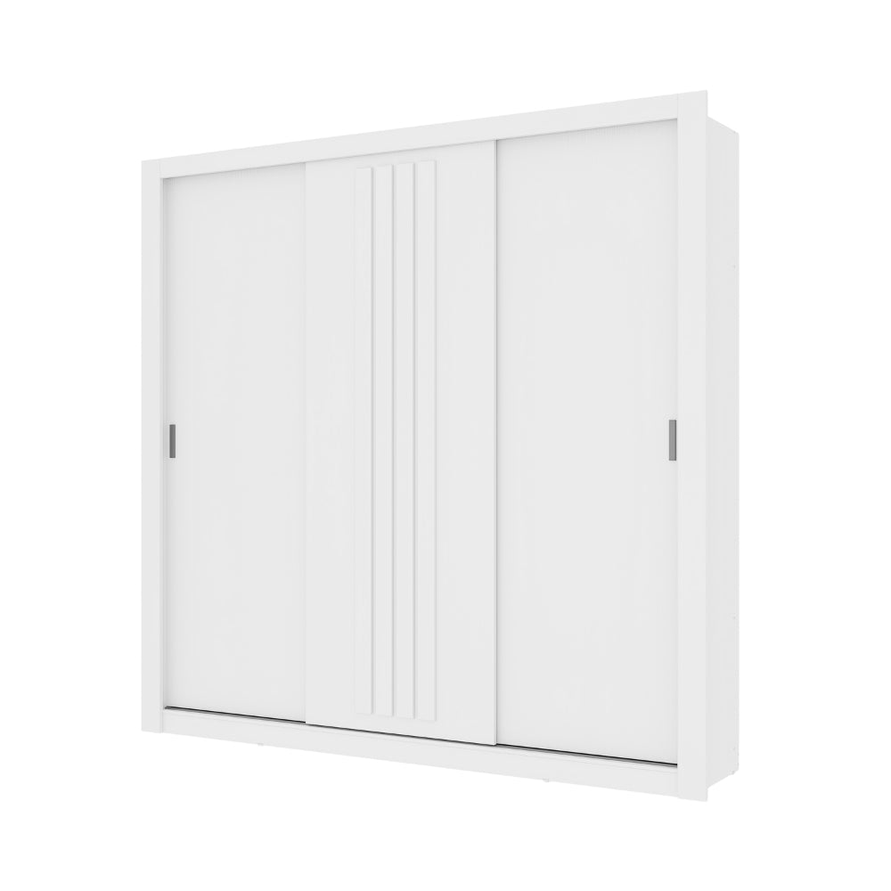 Guarda Roupa Casal 3 Portas Doha Carraro Ripado Branco - imagem 2