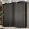 Guarda Roupa Casal 3 Portas Doha Carraro Ripado Preto Touch - imagem 1