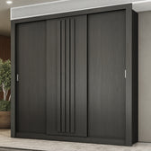 Guarda Roupa Casal 3 Portas Doha Carraro Ripado Preto Touch - imagem 1