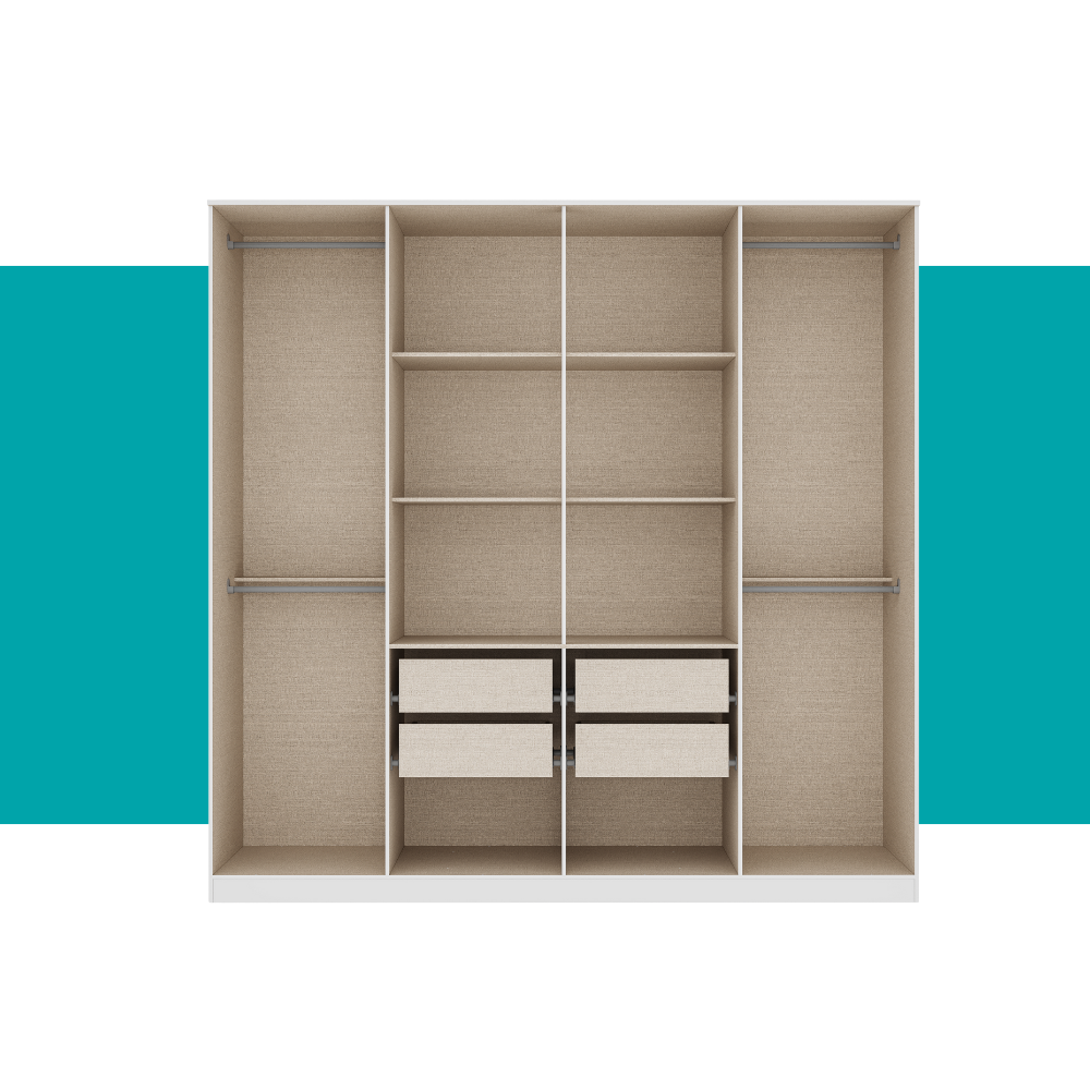 Guarda Roupa Casal com 8 portas e 4 gavetas Austin Carraro Branco - imagem 5