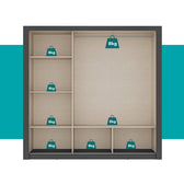 Guarda Roupa Casal 3 Portas Doha Carraro Ripado Preto Touch - imagem 5