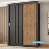 Guarda Roupa Solteiro 2 Portas Darvi Carraro Ripado Preto Touch - imagem 8