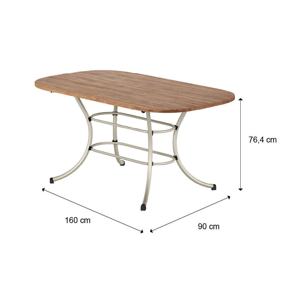Mesa de Jantar Tampo Freijó e Tubo Prata 1547 Carraro - imagem 2