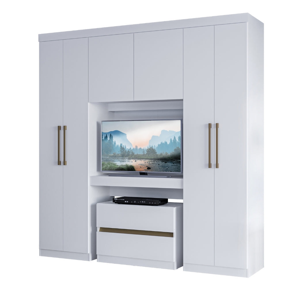 Guarda Roupa Casal 6 Portas 2 Gavetas Porto Branco Carraro - imagem 2