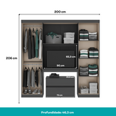 Guarda Roupa Solteiro 6 Portas 2 Gavetas Porto Carraro Preto - imagem 6