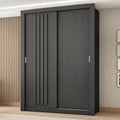 Guarda Roupa Solteiro 2 Portas Darvi Carraro Ripado Preto Touch - imagem 1