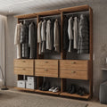 Guarda-Roupas Closet Modulado Alasca 180cm 3 Peças com 6 Gavetas e Cabideiros Freijó Carraro