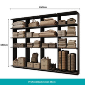 Guarda-Roupas Closet Modulado Alasca 240cm 4 Peças com 12 Prateleiras Preto Touch Carraro