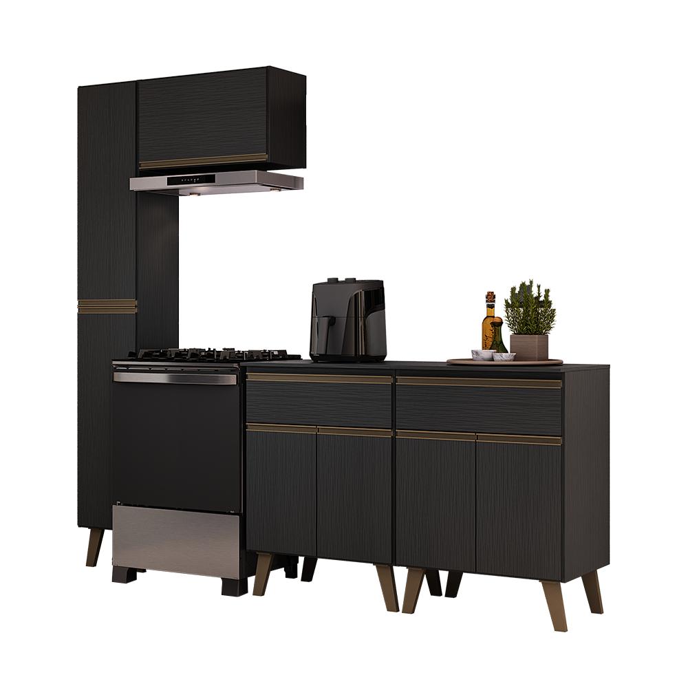 Armário de Cozinha Compacta Atlanta Bridge Carraro Preto Touch