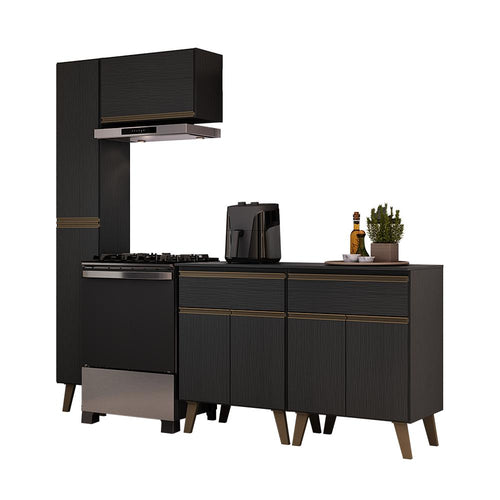 Armário de Cozinha Compacta Atlanta Bridge Carraro Preto Touch