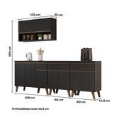 Armário de Cozinha Compacta Atlanta Stone Carraro Preto Touch