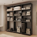 Guarda-Roupas Closet Modulado Alasca 180cm 3 Peças com 9 Prateleiras Preto Touch Carraro