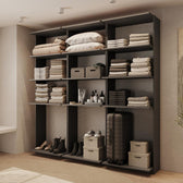 Guarda-Roupas Closet Modulado Alasca 180cm 3 Peças com 9 Prateleiras Preto Touch Carraro