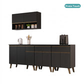 Armário de Cozinha Compacta Atlanta Stone Carraro Preto Touch
