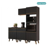 Armário de Cozinha Compacta Atlanta Onyx Carraro Preto Touch