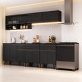 Armário de Cozinha Completa Atlanta Nexo com Vidro Carraro Preto Touch
