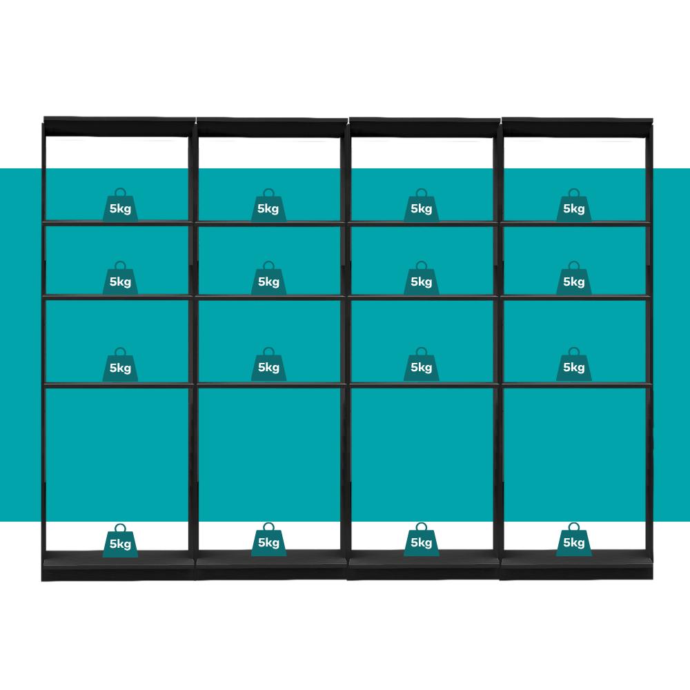 Guarda-Roupas Closet Modulado Alasca 240cm 4 Peças com 12 Prateleiras Preto Touch Carraro