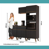 Armário de Cozinha Compacta Atlanta Onyx Carraro Preto Touch