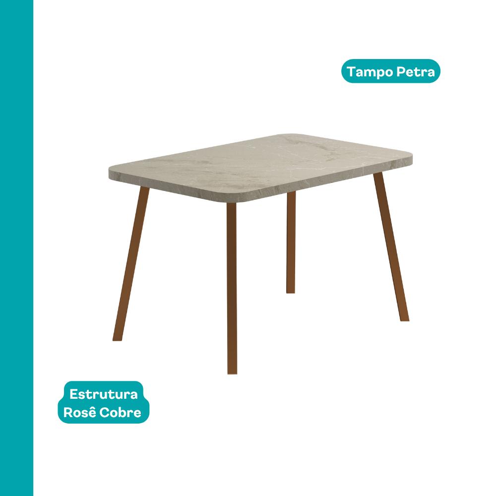 Conjunto Sala de Jantar 4 Cadeiras Isis Carraro Petra Rosê