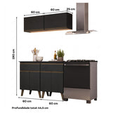 Armário de Cozinha Compacta Atlanta Axis Carraro Preto Touch