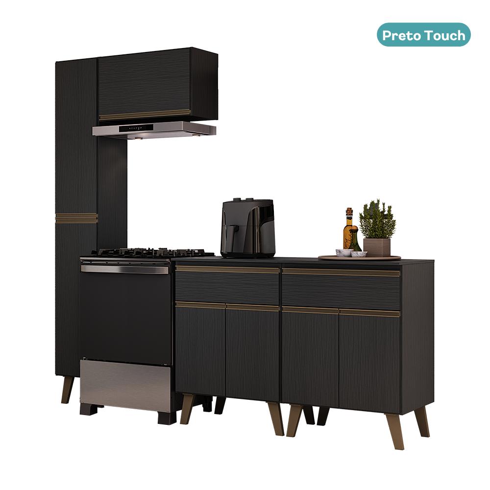 Armário de Cozinha Compacta Atlanta Bridge Carraro Preto Touch