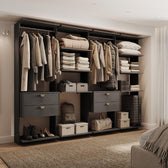 Guarda-Roupas Closet Modulado Alasca 240cm 4 Peças com 4 Gavetas e Cabideiros Preto Touch Carraro