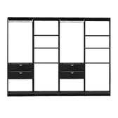 Guarda-Roupas Closet Modulado Alasca 240cm 4 Peças com 4 Gavetas e Cabideiros Preto Touch Carraro